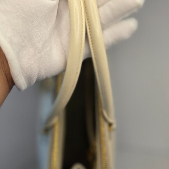 Prada Galleria MM Off-White Saffiano Leather Tote | Strap + Entrupy | Rank A - Picture 7 of 16